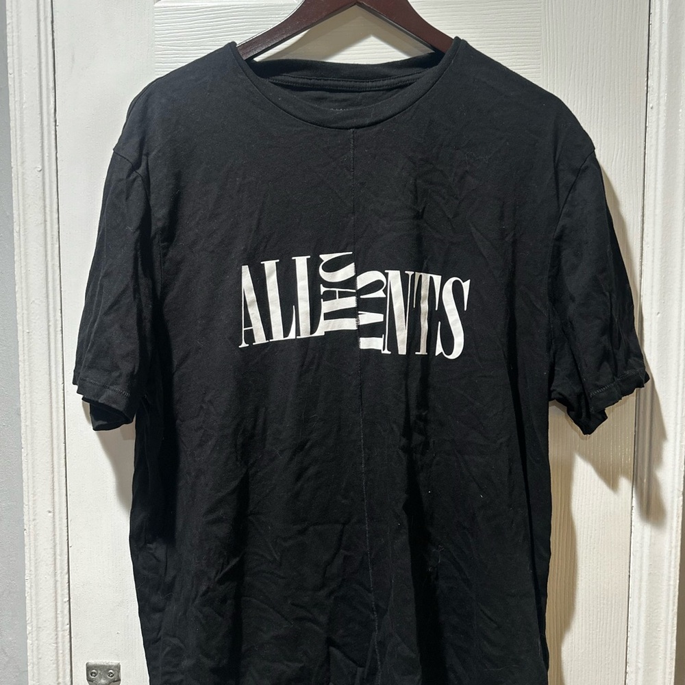All Saints Black Short Sleeve Tee with Bold Logo